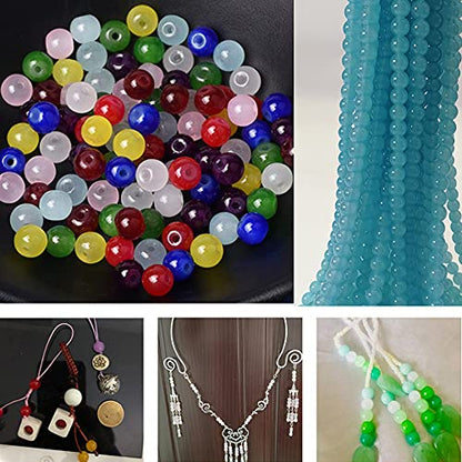 1000PCS 8mm Glass Round Beads Bulk， Imitative Jade Beads, Bracelet Loose Beads for Jewelry Making Earring, Necklaces, and DIY Crafts - size: 8mm Mixed