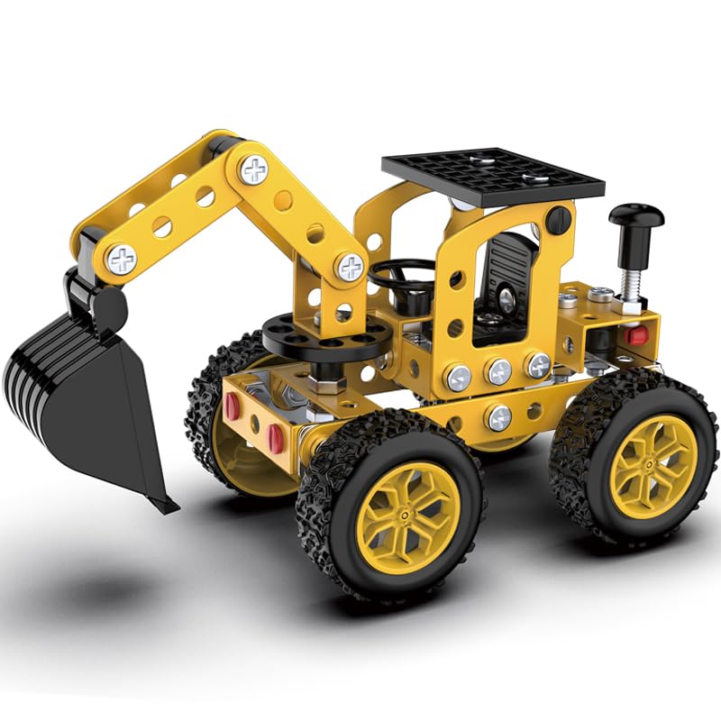 Building Sets Stem Assembly Toys Metal 3-D Puzzle Excavator and Plane Model Value Bundle: 2 Kits | 1 Box Parent-Child Interaction Construction Sets Gifts for Kids 8-16 - style: Excavator and Plane