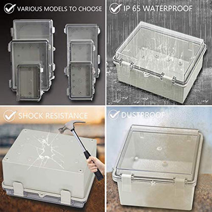 Zulkit Junction Box ABS Plastic Waterproof IP65 Electrical Boxes Hinged Shell Clear Cover Outdoor Universal Project Enclosure with Mounting Plate and Wall Brackets 15.4x11.4X 6.3inch (390x290x160 mm) - size: 15.4" x 11.4" x 6.3"