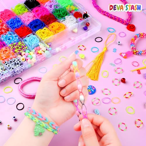 Rubber Band Bracelet kit, Loom Bracelet kit - Rubberband Bracelet Making kit Includes Clips, Charms, Beads - Rubber Bands for Bracelets, Gift for Birthday, Halloween, Xmas (6000 Pack (Master Kit)) - color: 22colors 6000+