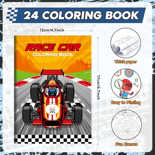 BenLouis 24 Pcs Race Car Mini Coloring Books for Kids Party Favors - style: Racecar