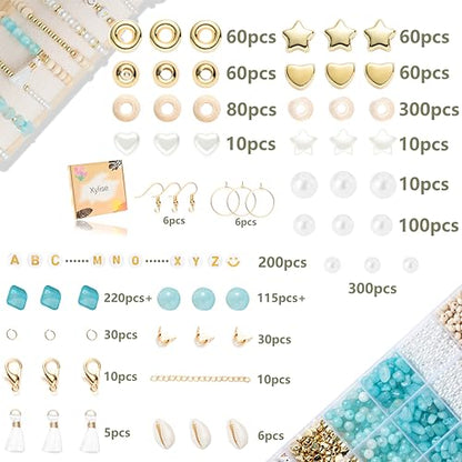 Xylise Jewelry Making Supplies Kit Natural Stone Beads for Irregular Natural Stone with for DIY Craft Bracelet Necklace Earrings for Adults (Blue) - color: Blue