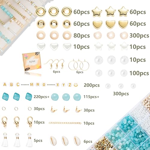 Xylise Jewelry Making Supplies Kit Natural Stone Beads for Irregular Natural Stone with for DIY Craft Bracelet Necklace Earrings for Adults (Blue) - color: Blue