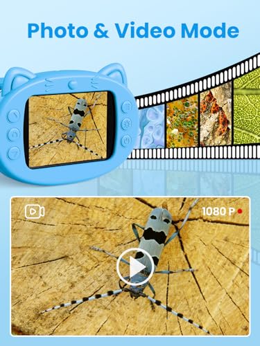 Microscope for Kids, 2.4 Inch Digital Microscope with 1000X Magnification, Handheld Camera Mini Pocket Magnifying Glass, Educational Birthday Gifts Toys for Ages 3+, Blue - color: Blue