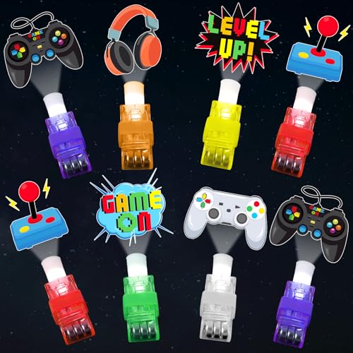 CHUNNIN 36 Pcs Video Game LED Finger Lights Glow in Dark Gamer Party Favors - style: Video Game