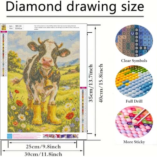 BYGFHLYW 5D Cow Diamond Painting Kit for Adults, Animal Diamond Art Kits - color: KM1230-1