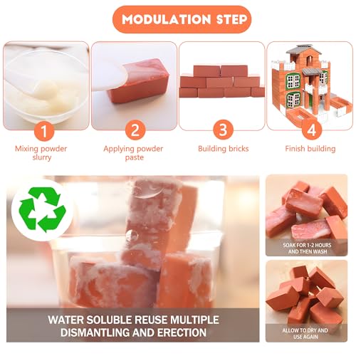 Brick House Building Kit for Kids 6+, Clay Brick Construction Set