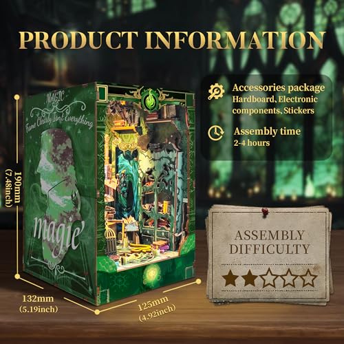 DIY Book Nook Kit 3D Wooden Puzzle DIY Miniature House Kit Magic Dollhouse Tiny House Bookshelf Dollhouse for Adults with LED Light- Snake House (SQ-41) - color: Snake House