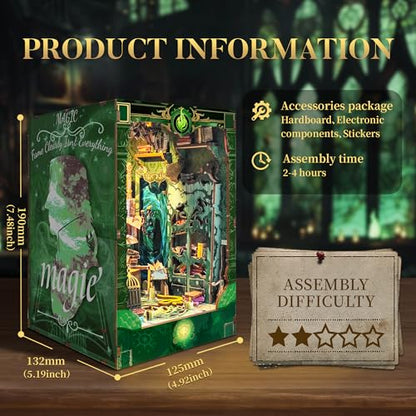 DIY Book Nook Kit 3D Wooden Puzzle DIY Miniature House Kit Magic Dollhouse Tiny House Bookshelf Dollhouse for Adults with LED Light- Snake House (SQ-41) - color: Snake House