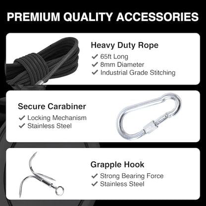 1000LB Complete Magnet Fishing Kit | Double Sided Fishing Magnet Kit with Case | Includes Strong Neodymium N52 Magnets, Durable 65ft Rope, Carabiner, Gloves, Grappling Hook & Carry Case - size: 1000 LB Double Sided Magnet Kit