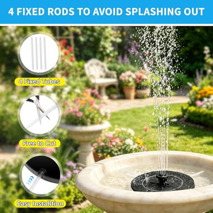 3.5W Solar Powered Water Fountain for Bird Bath Water Pump with 6 Nozzles - color: 3.5w Solar Water Fountain