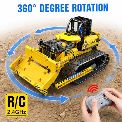 zinat 3 in 1 RC Bulldozer Building Set, STEM Construction Vehicle Kit with App & Remote Control, Tracked Engineering Toy Gift for Kids Boys Girls Ages 6+ - 452Pcs