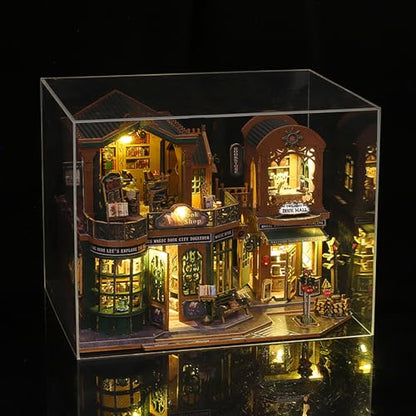 DIY Book Nook Kit - DIY Miniature Dolls House Kit with Furniture and LED Light, 3D Puzzle Wooden Art Bookends, Model Kits for Adults to Build (Twilight Bookstore) - style: Twilight Bookstore