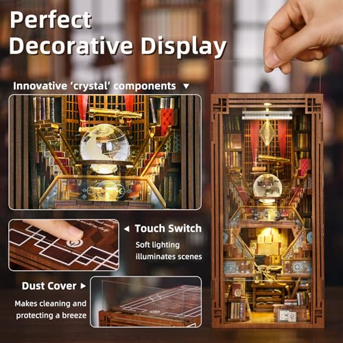 MiniCity Beyond Library Book Nook Kit, DIY Wooden Bookshelf Model with LED - color: Beyond Library