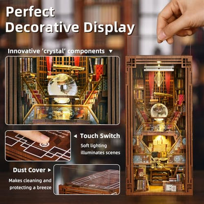 MiniCity Beyond Library Book Nook Kit, DIY Wooden Bookshelf Model with LED - color: Beyond Library