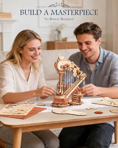 ROKR 3D Puzzles for Adults Harp Music Box, 3D Wooden Puzzle Building Kits