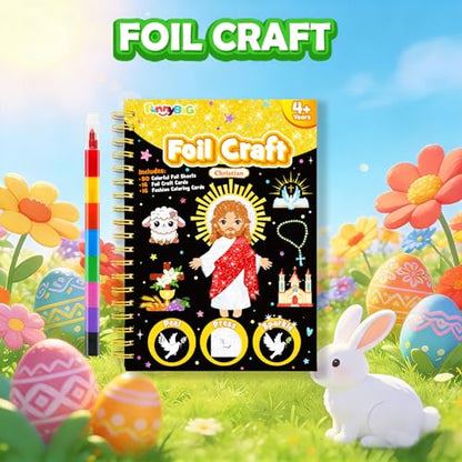 FUNNYB&G Foil Art Craft Kit for Kids, Sparkly Birthday Gift Toy for Kids - style: Christian