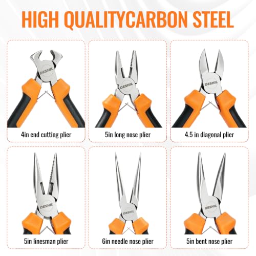 DESHIL 6pcs Mini Pliers Set for Making Crafts, Repairing Electronic and DIY