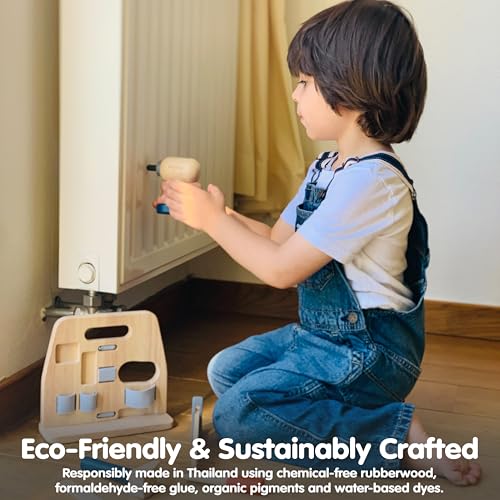 PlanToys® Wooden Handy Carpenter Set Montessori Practical Life Kids Play - color: Carpenter