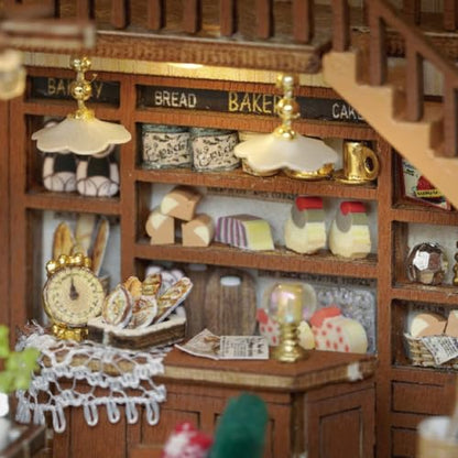 DIY Miniature Dollhouse Kits - Wooden Mini Model House with LED Lights, Tiny Furniture & Accessories – Craft Building Kits for Teens & Adults (Bagel Time) – Birthday Valentine's Gift - style: Bagel Time