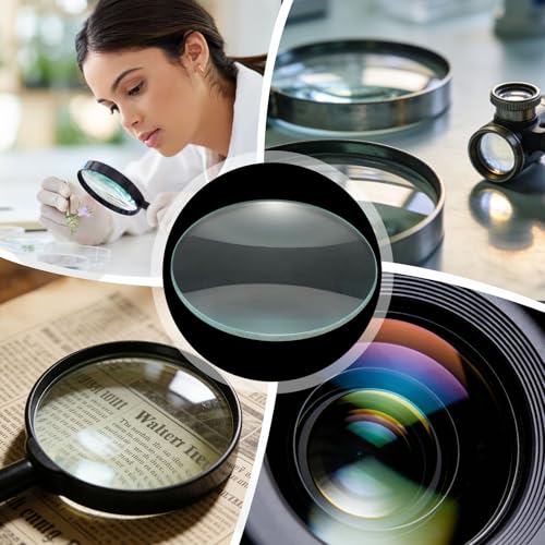 PATIKIL Concave Lens, 180mm Focal Length 84mm (3.3") Diameter Round Glass Magnifying Telescope Lens Trial Set Ground Edge for Lab Physics Class Optics Scientific Experiments, Cyan, 6Pcs - size: 3.3inch