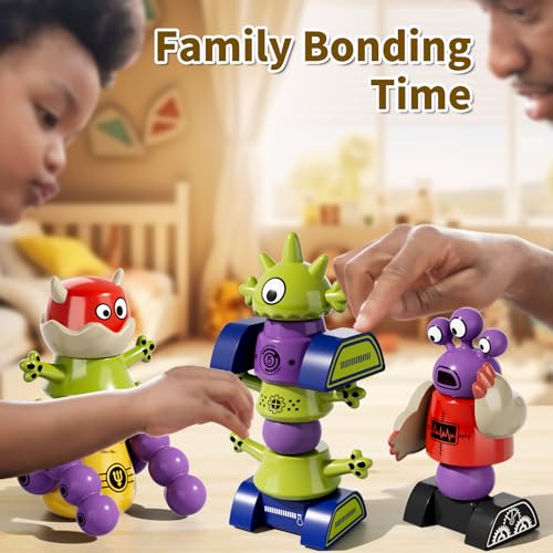 Magnetic Robot Toy for Kids 3-5, 35 PCS STEM Educational Playset with Storage Box, DIY Stacking Monster Robots, Kids Creative Alien Toys Gift for Boys Girls (Christmas Birthday)