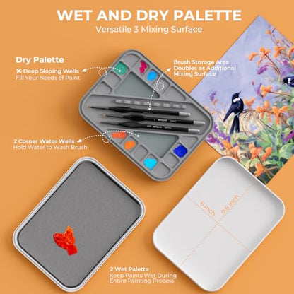 Nicpro Miniature Painting Kit with Wet Palette, Detail Paint Brush Drybrush - color: White