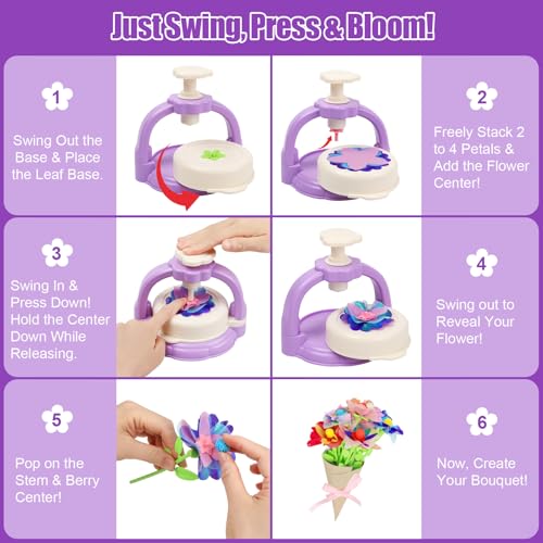 IQBOX Craft Kits Toys for 4 5 6 7 8 Year Old Girls Trendy Flower Making Kit - color: purple