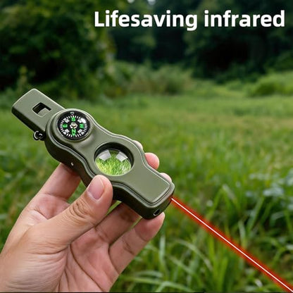 Emergency Survival Safety Whistle，Whistle for Kids with Lanyard,Compass,Thermometer,Ideal for Kayaking, Boating, Hiking, Camping, Climbing - color: Army Green Whistle 2