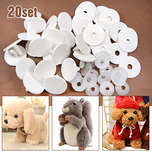 TOAOB 20 Set 50mm Doll Joints for Amigurumis White Plastic Animals Joints for Crochet Stuffed Animals Limbs and Arms Joints Doll Making - size: 50mm