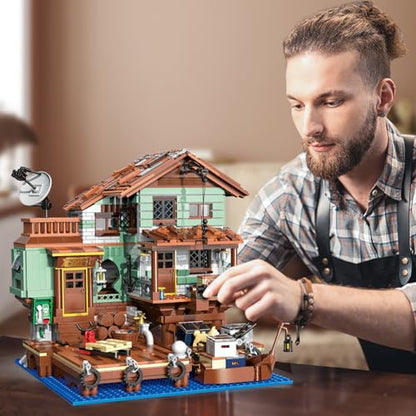 HSANHE Fisherman's Wharf House Mini Bricks Building Kit, Ideas Creative Architecture Building Toys Birthday Gift for Adult Boys Girls -2046 Pieces (Not Compatible with Set) - color: Fisherman Wharf