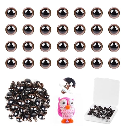 MUCUNNIA 80pcs 9mm Brown Safety Eyes for Crocheting with Washers - size: 9mm
