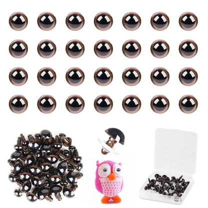 MUCUNNIA 80pcs 9mm Brown Safety Eyes for Crocheting with Washers - size: 9mm