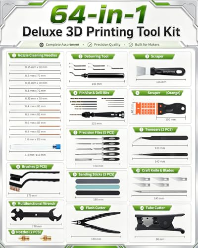 SHOWPIN 64PCS 3D Printer Tool Kit: 3D Printing Tools & Accessories