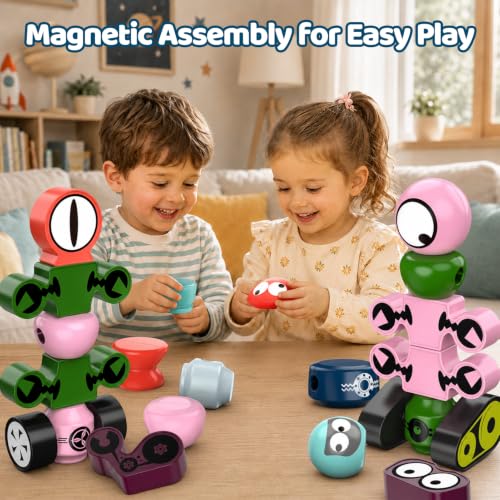 Magnetic Robot Building Toy, STEM Magnet Alien Toys Set for Kids Age 3-5 - color: Alien