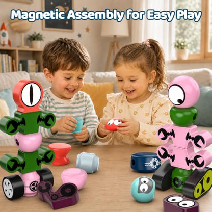 Magnetic Robot Building Toy, STEM Magnet Alien Toys Set for Kids Age 3-5 - color: Alien