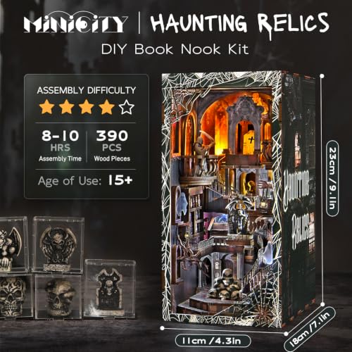 MiniCity Haunting Relics Book Nook Kit for Adult, DIY Miniature House Kit - color: Haunting Relics