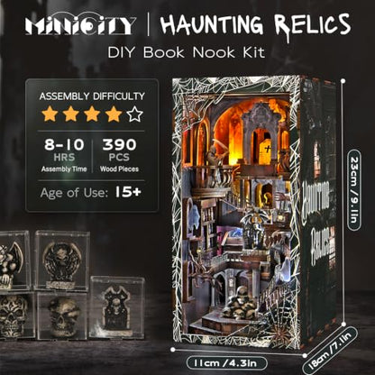 MiniCity Haunting Relics Book Nook Kit for Adult, DIY Miniature House Kit - color: Haunting Relics