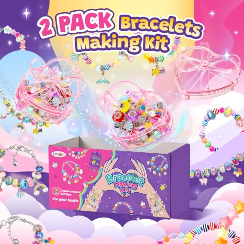Umikk Charm Bracelet Jewelry Making Kit for Girls 8-12 Kids' Bead DIY Kit - size: 2（2.9“x5.6”）