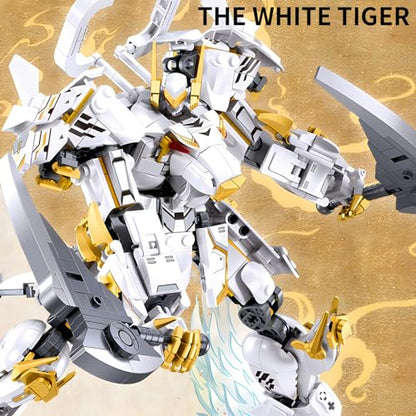 CSNRHG White Tiger Samurai mech Robot Model with Double Axe Head - color: Double Axe Head