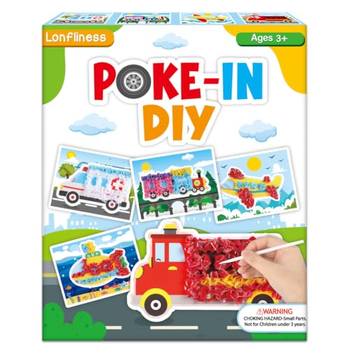 Lonfliness 8Pcs Transportation Poke in Craft Kits for Kids Mess Free DiyArt - style: Transportation
