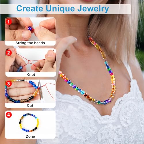 XSEINO About 1200pcs 6mm Crack Glass Beads Oceanic Blue Bracelet Making Kit - color: Ocean Blue