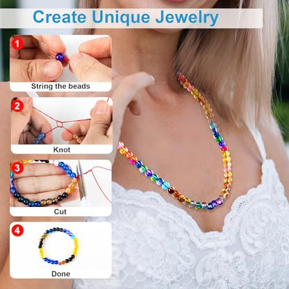 XSEINO About 1200pcs 6mm Crack Glass Beads Oceanic Blue Bracelet Making Kit - color: Ocean Blue
