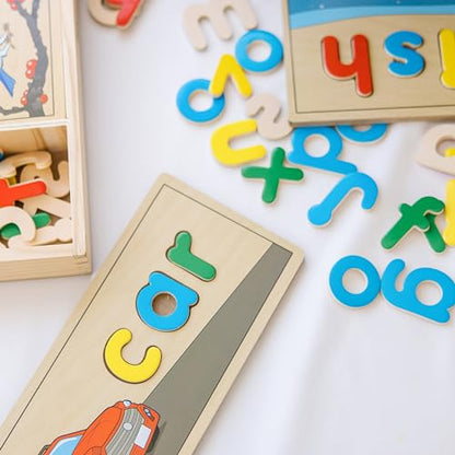 Melissa & Doug See & Spell Wooden Educational Language Learning Toy with Letters, Puzzle Boards Preschool Learning Activities, See & Spell Toys for Kids Ages 4+ (Pack of 6) - size: 13.9 x 9.2 x 1.75 (Pack of 6), style: English