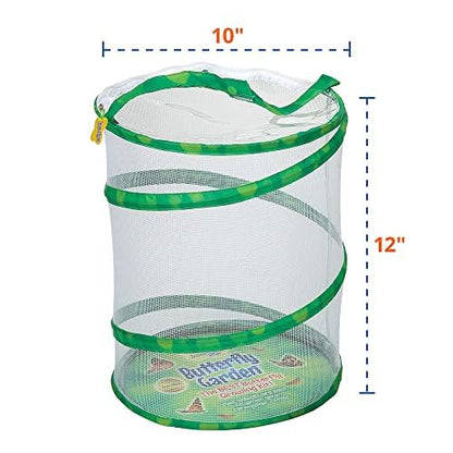 Insect Lore Butterfly Garden with Two Cups of Live Caterpillars, Life Cycle Figurines, English and Spanish Butterfly STEM Activity Journals | 10 Painted Lady Butterfly Baby Caterpillars - style: 2 Cup