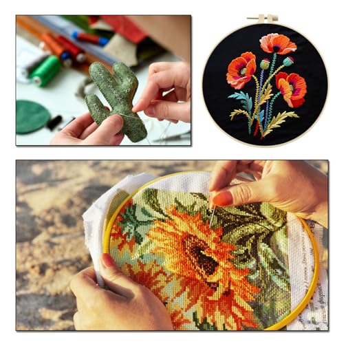 Poppy Needlework Embroidery Kit for Beginners,Handmade Cross Stitch Sewing Craft Kit with Pre-Stamped Patterns,7.87 inch Hoop,Floss & Needles for Craft Lover Birthday Gifts 30x30cm - color: Poppy