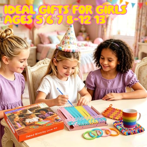 Cnbnd Aluminum Potholder Loom Kit for Kids,7.5 Inch Metal Weaving Loom - color: Pink