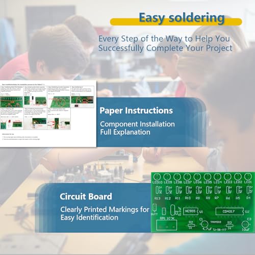 EI Electronic Line - Red Adjustable Speed Running Lights Soldering Electronic Kits for Teenagers to Practice DIY Soldering Projects led Soldering kit Electronics Component Fun kit