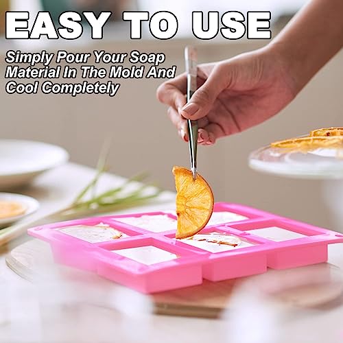 Lerykin 4 Pack Silicone Soap Molds, 6 Cavities Rectangle Silicone Soap Mold, Great for Homemade Craft Soap Bar Mold, DIY Chocolate Molds, Cake Molds & Ice Cube Trays - Just Pop Out (Purple & Pink) - color: Pink+Purple - Rectangle