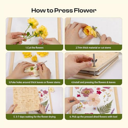 Caydo Extra Large Flower Press Kit, 15"x11.4" 4 Layers Wooden Flower Pressing Kit for Adults - Pressed Flowers, Herbs & Leaves, DIY Wedding Bouquet Flowers Preservation for Frame Bookmark Scrapebook - size: 15"x11.4"
